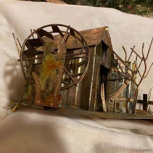 Vintage Metal Water Wheel Wall Decor